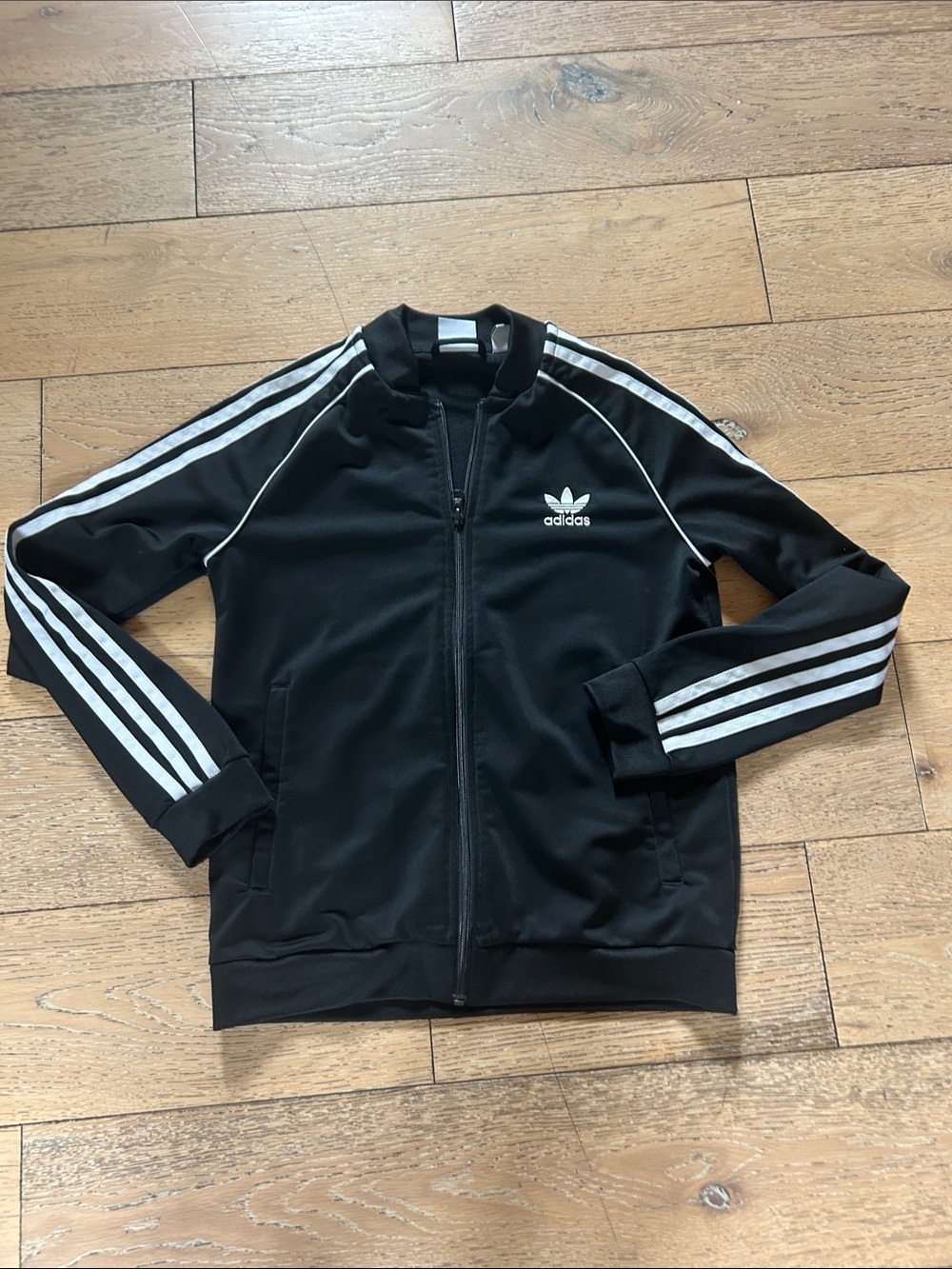 adidas Black Track Jacket with White Three-Stripes